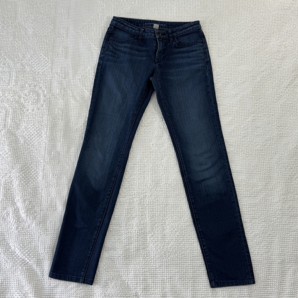Banana Republic Straight Leg Jeans Dark Wash Indigo Blue Denim Womens Size 25